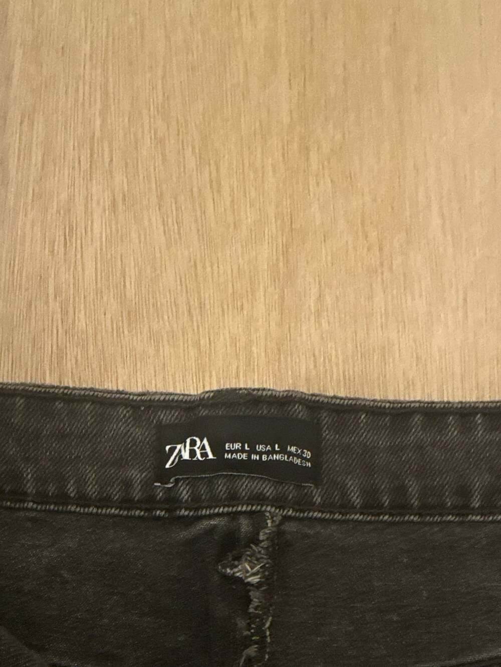 Zara Black Denim Skirt Raw Frayed Hem Size L